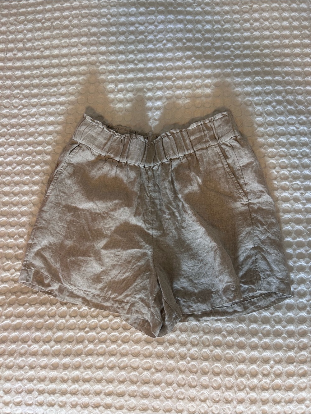 J. Crew Linen-Blend Elastic Waist Shorts in Light Taupe